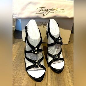 Imagine Vince Camuto Daija-Black Deluxe Satin 5” High Heels (BNIB)